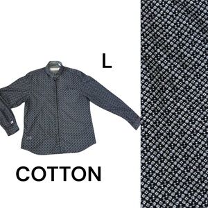 JOHN LENNON Men's Dress Shirt Size Large Blue with Pattern 100% Cotton